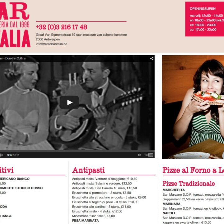 Website van Bar Italia