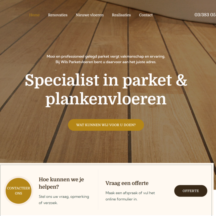 Website van Wils Parket
