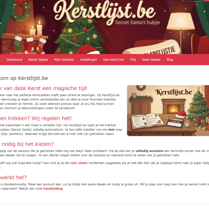Kerstlijst.be, website voor kerstverlanglijstjes